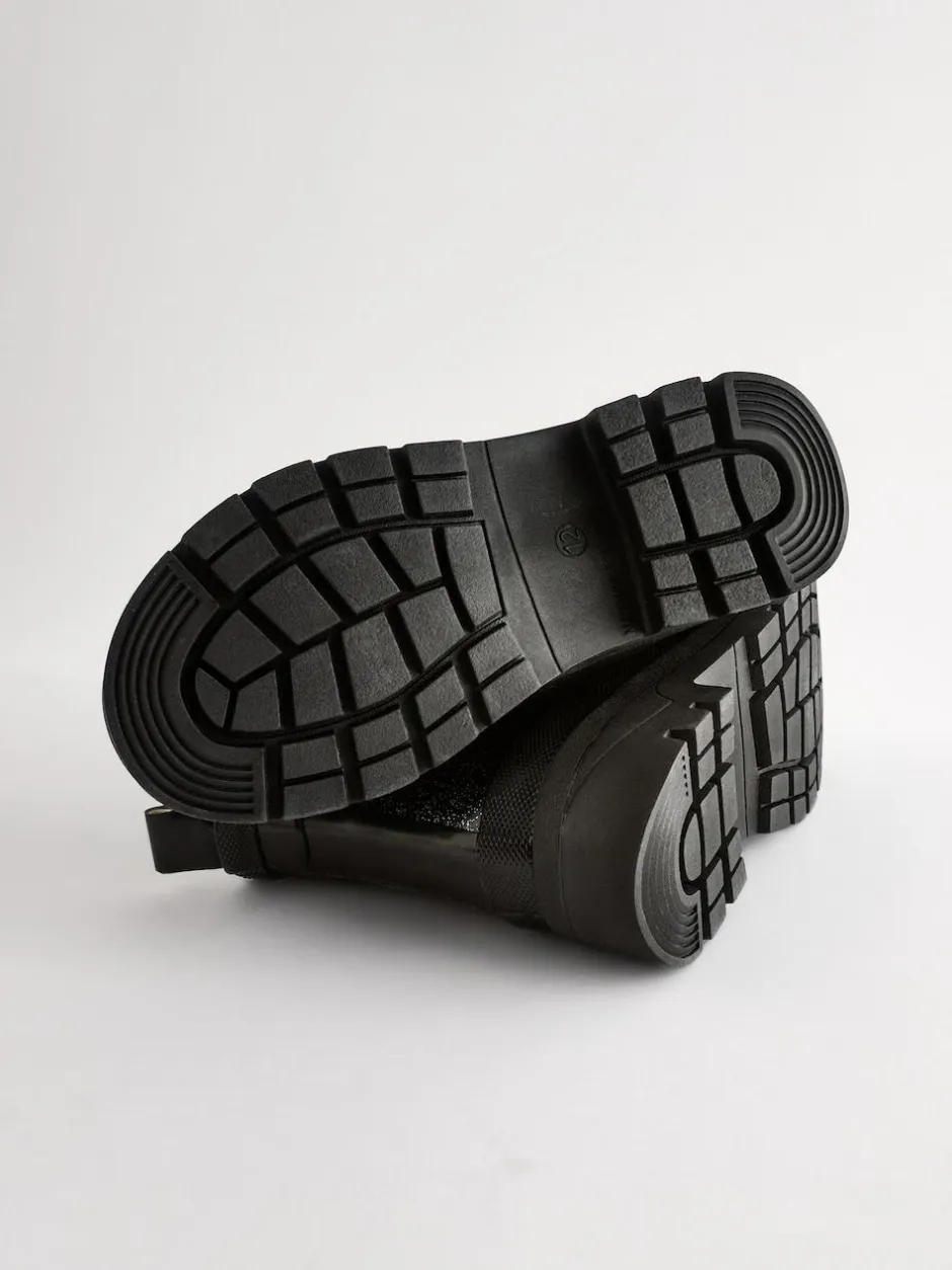 Next Black Glitter Chelsea Wellies New