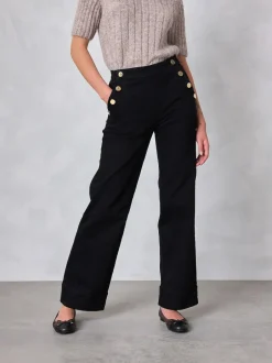 Next Gold Button Front Wide Leg Jeans Black Discount