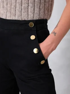 Next Gold Button Front Wide Leg Jeans Black Discount