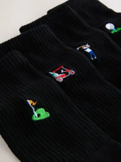 Next Black Golf Embroiderd Sports Socks 4 Pack Best
