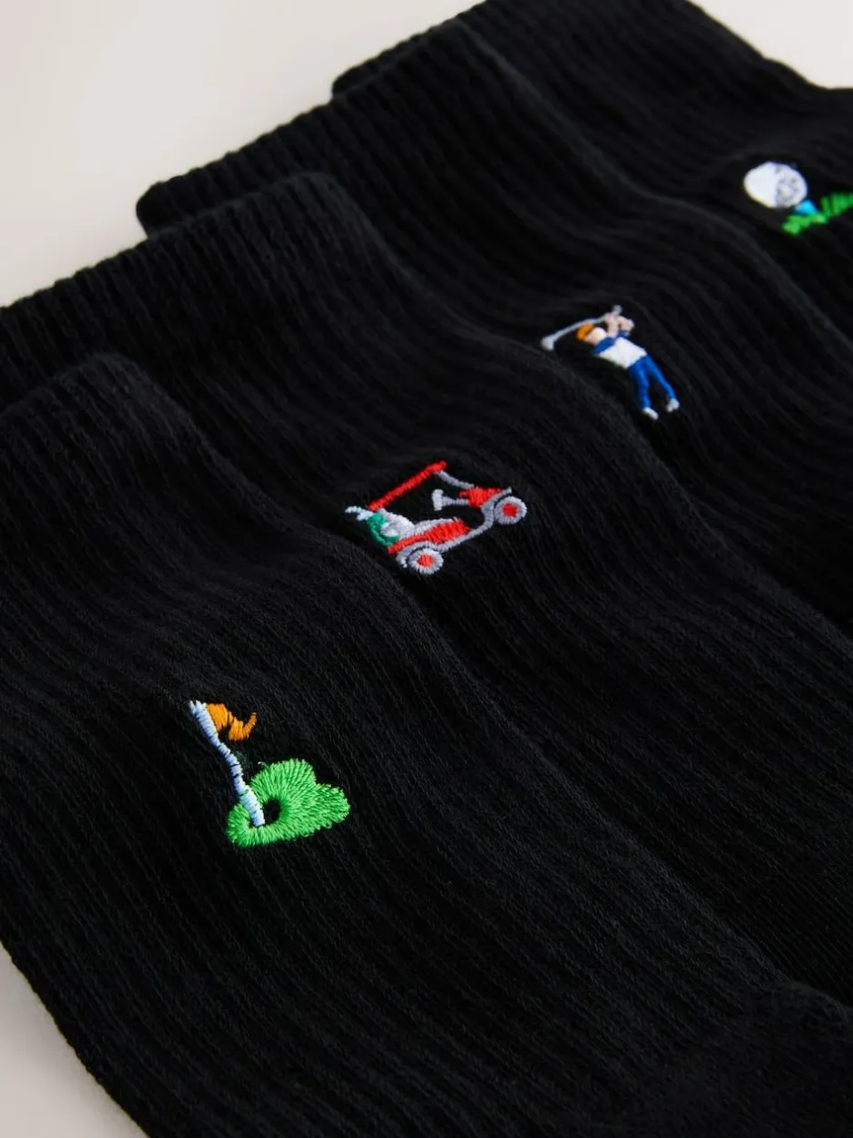 Next Black Golf Embroiderd Sports Socks 4 Pack Best