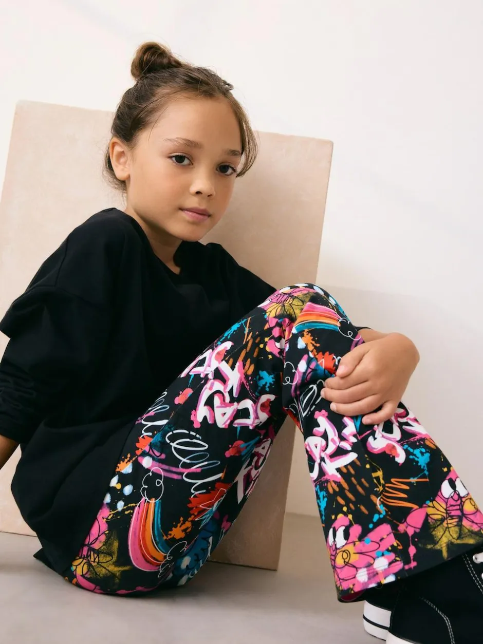 Next Black Graffiti Flare Leggings (3-16yrs) Best