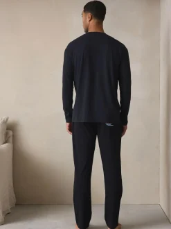 Next Graphic Long Sleeve Jersey Pyjamas Set Black Outlet