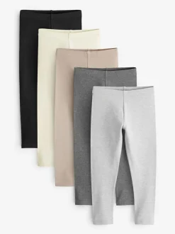 Next Black/ Grey/ Neutral Leggings 5 Pack (3-16yrs)