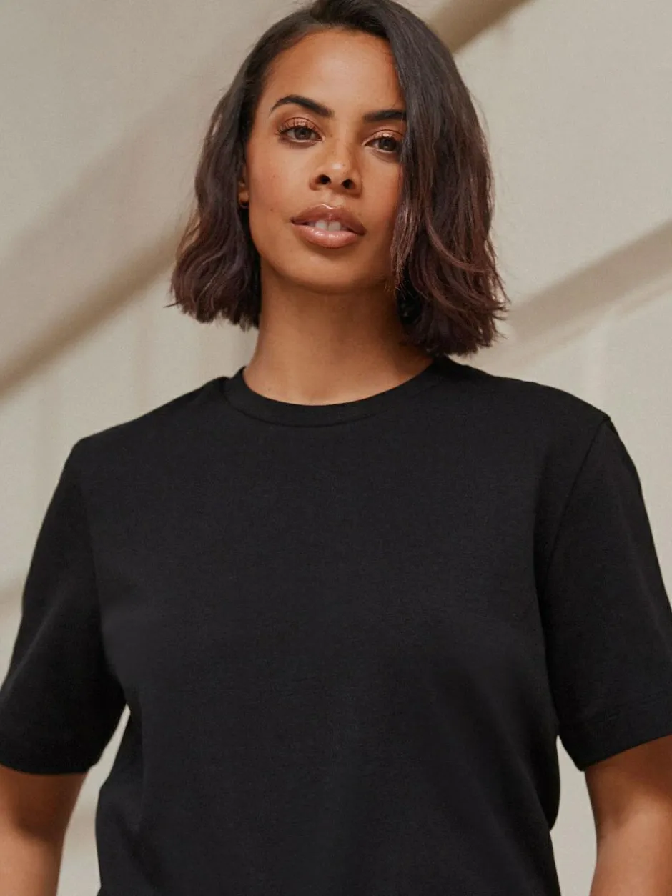 Next Black Heavyweight Short Sleeve Crew Neck T-Shirt