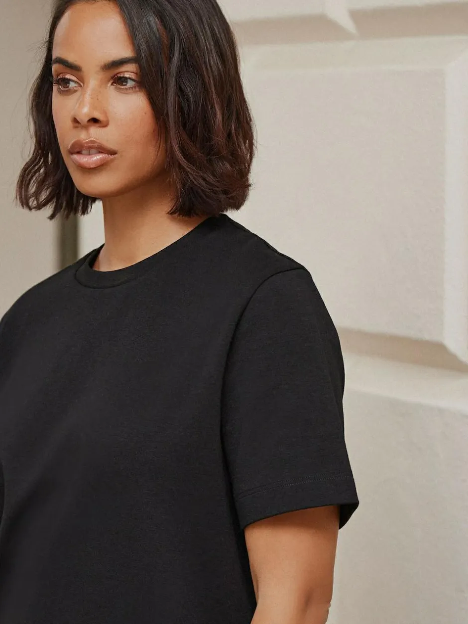 Next Black Heavyweight Short Sleeve Crew Neck T-Shirt