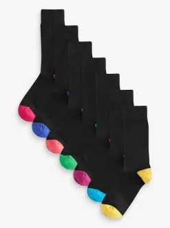 Next Black Heel Toe 7 Pack Mens Cotton Rich Socks