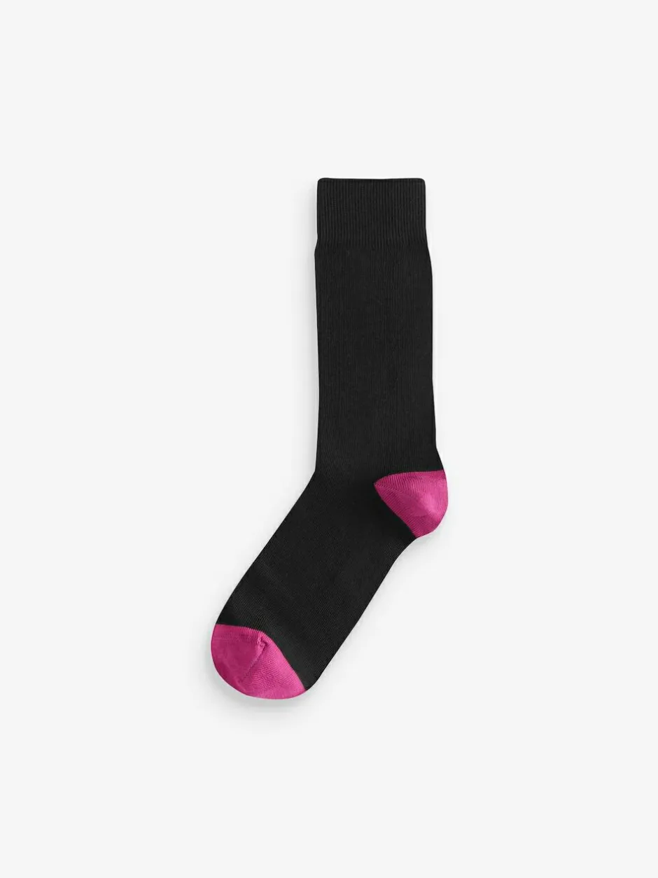 Next Black Heel Toe 7 Pack Mens Cotton Rich Socks