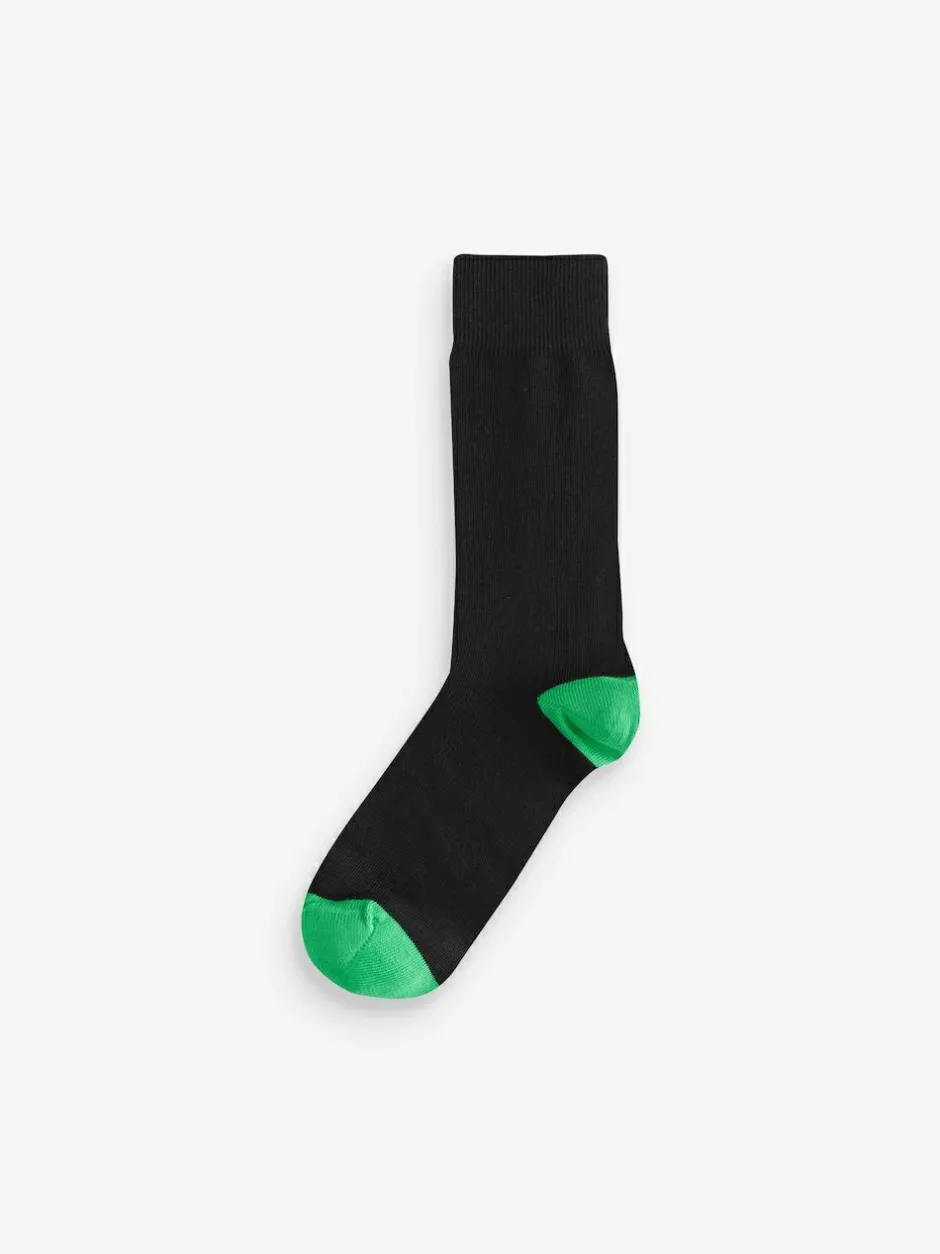 Next Black Heel Toe 7 Pack Mens Cotton Rich Socks