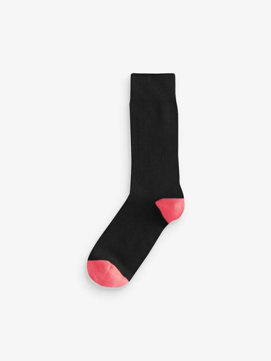Next Black Heel Toe 7 Pack Mens Cotton Rich Socks