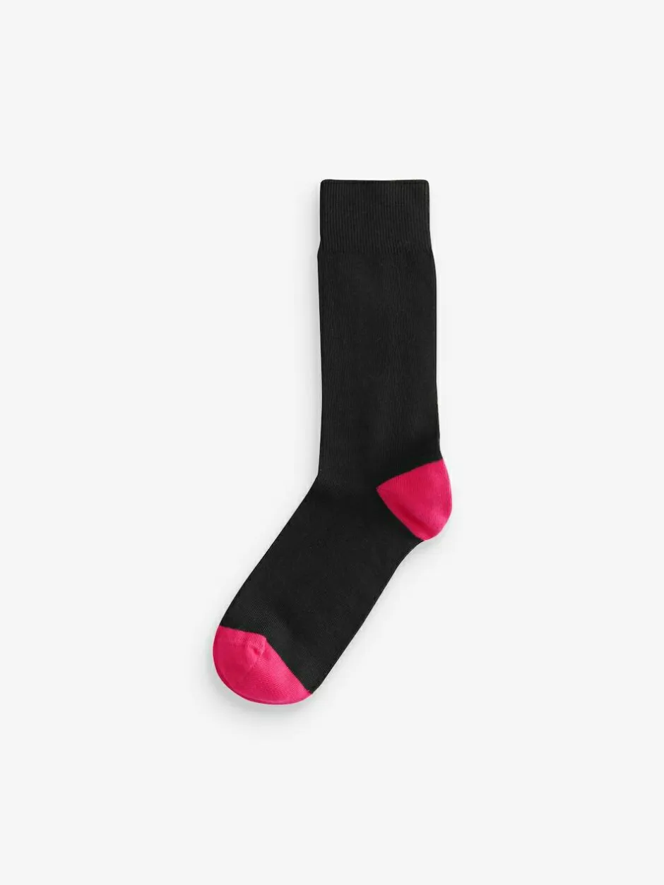 Next Black Heel Toe 7 Pack Mens Cotton Rich Socks
