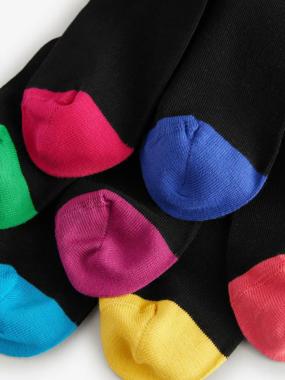 Next Black Heel Toe 7 Pack Mens Cotton Rich Socks