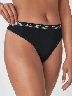 Next Black High Leg Cotton Logo Knickers 4 Pack Discount