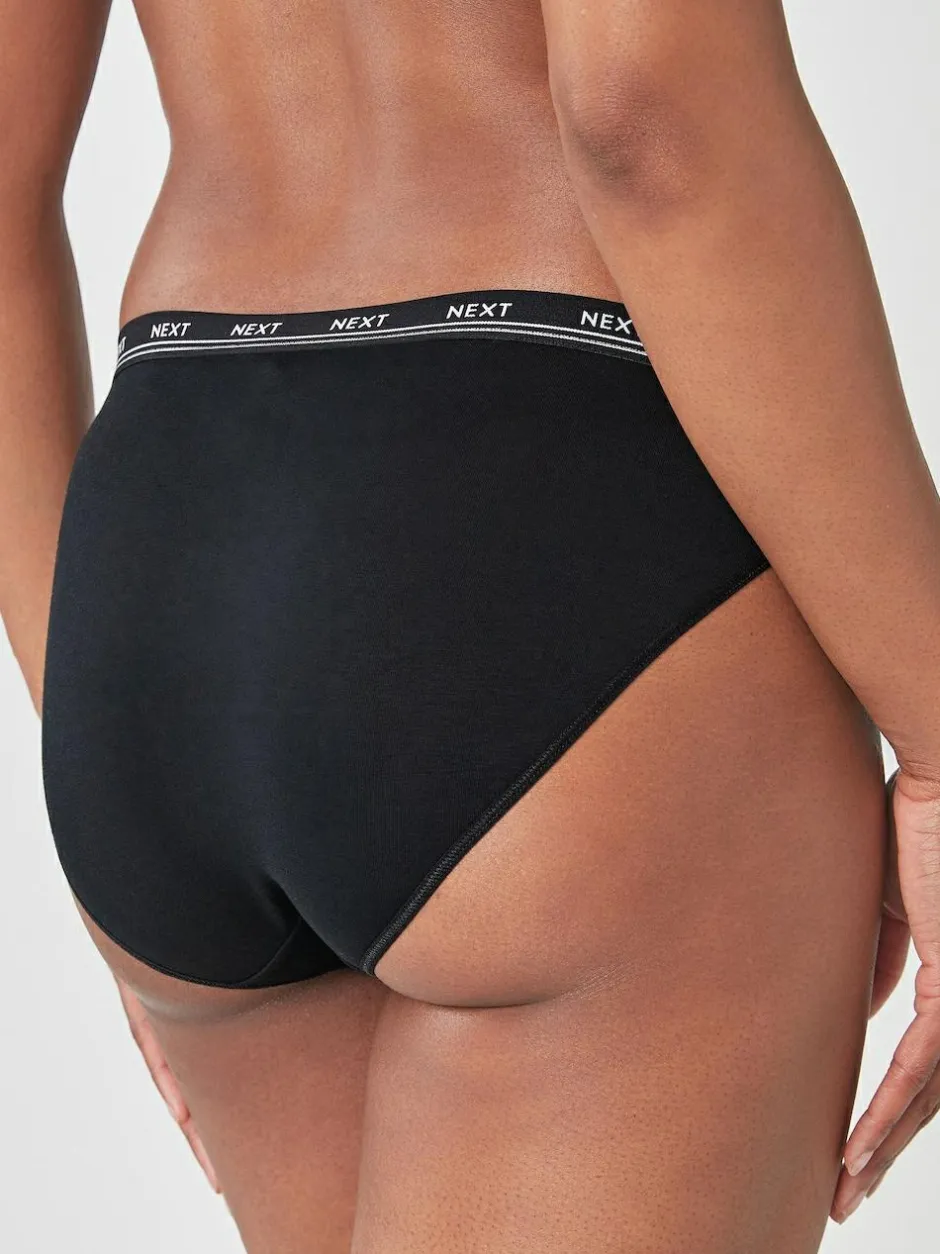 Next Black High Leg Cotton Logo Knickers 4 Pack Discount