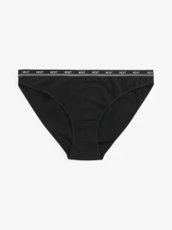 Next Black High Leg Cotton Logo Knickers 4 Pack Discount