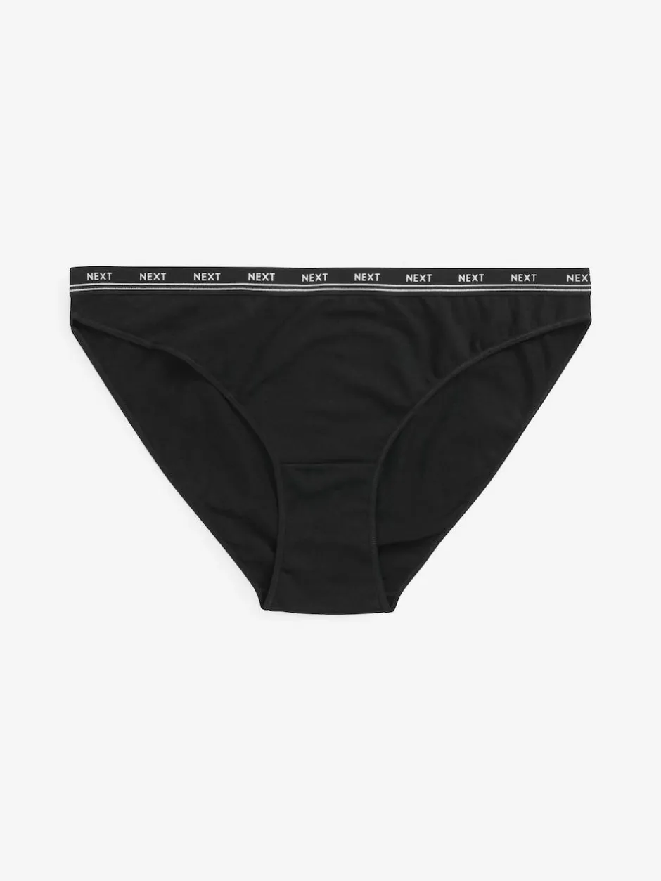 Next Black High Leg Cotton Logo Knickers 4 Pack Discount