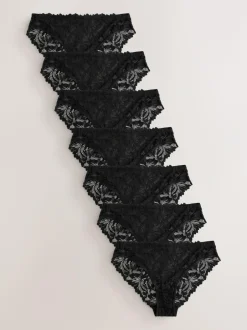 Next Black High Leg Ultimate Comfort Lace Knickers 7 Pack Hot