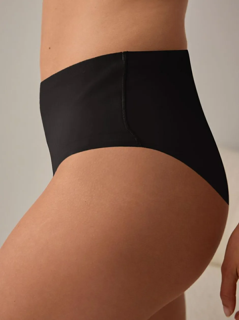 Next High Rise High Leg No VPL Tummy Control Shaping Knickers Black Clearance