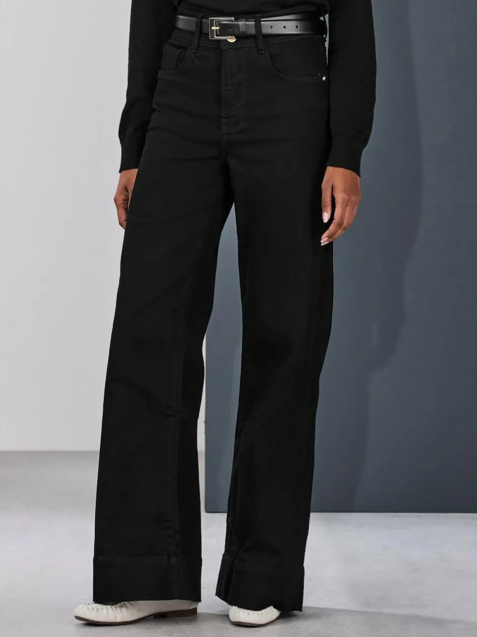 Next High Rise Stretch Wide Leg Jeans Black Discount