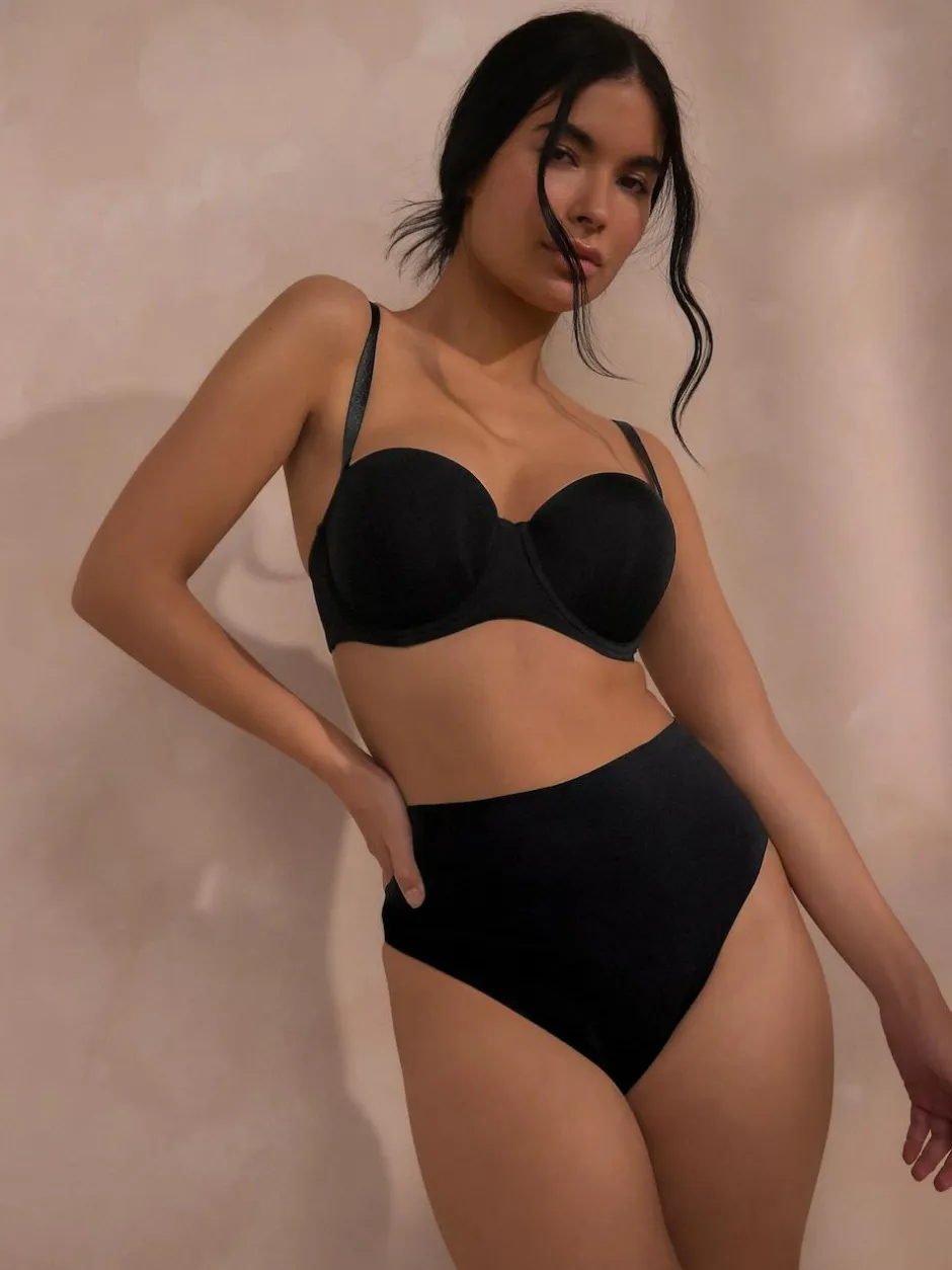 Next High Waist Brief Shaping Tummy Control Premium Cotton Blend Knickers Black Discount