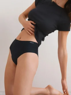 Next High Waist High Leg Cotton Rich No VPL Knickers 3 Pack Black Sale