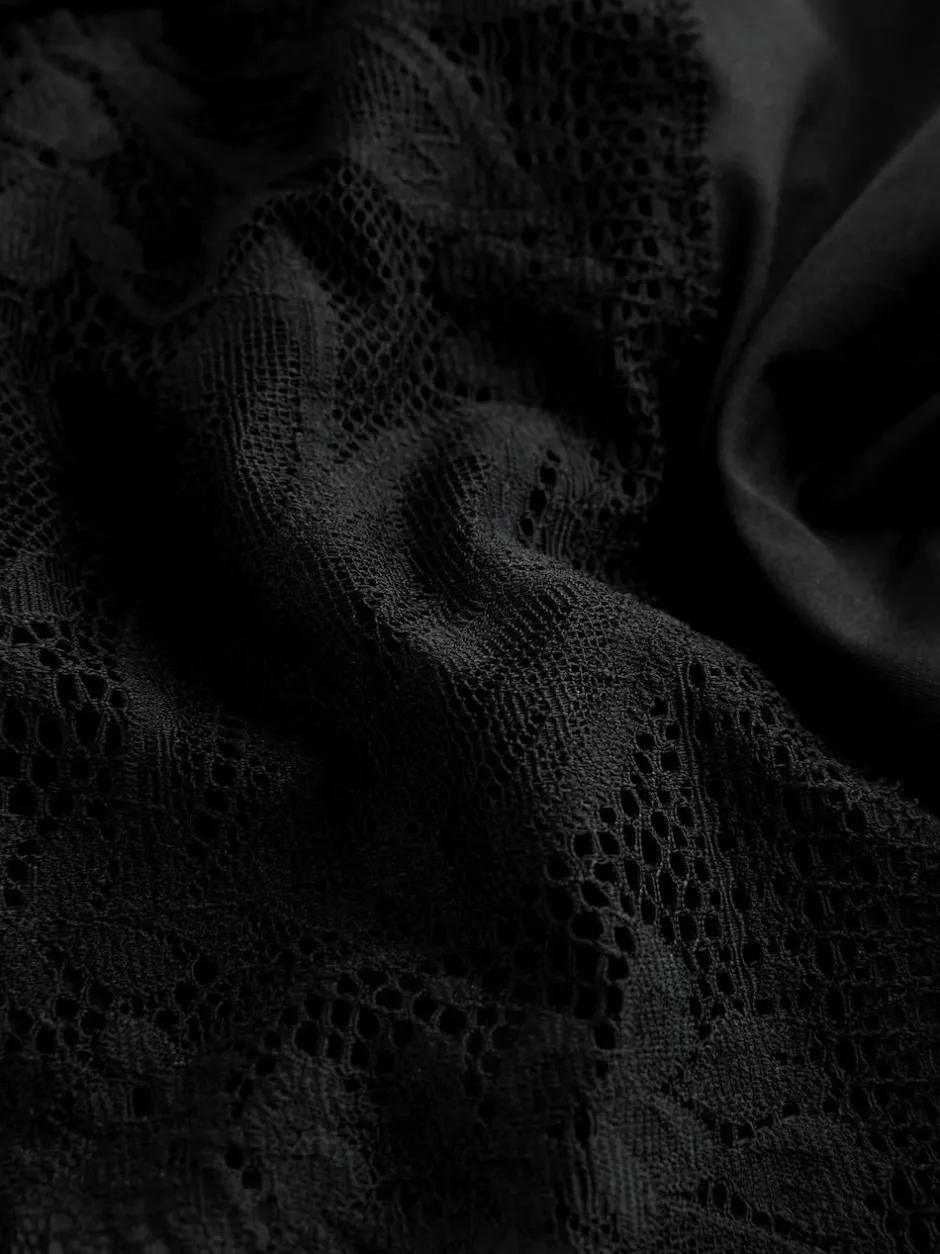 Next High Waist Lace & Microfibre Knickers 2 Pack Black Clearance