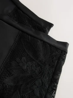 Next High Waist Lace & Microfibre Knickers 2 Pack Black Clearance