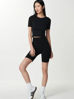 Next Black High Waist Ribbed Cycling Shorts Sale
