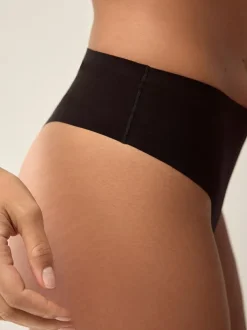 Next High Waisted Thong No VPL Comfort Knickers 3 Pack Black Sale