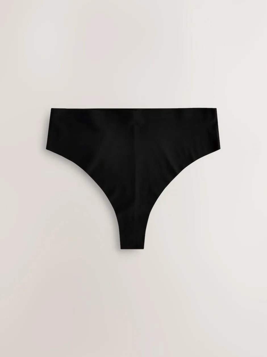 Next High Waisted Thong No VPL Comfort Knickers 3 Pack Black Sale