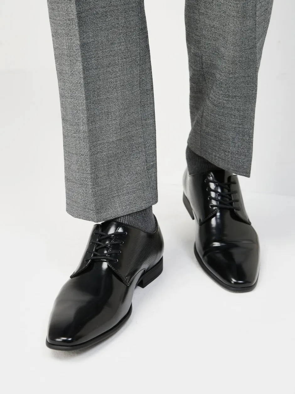 Next Black Hi-shine Derby Lace- Up Shoes New