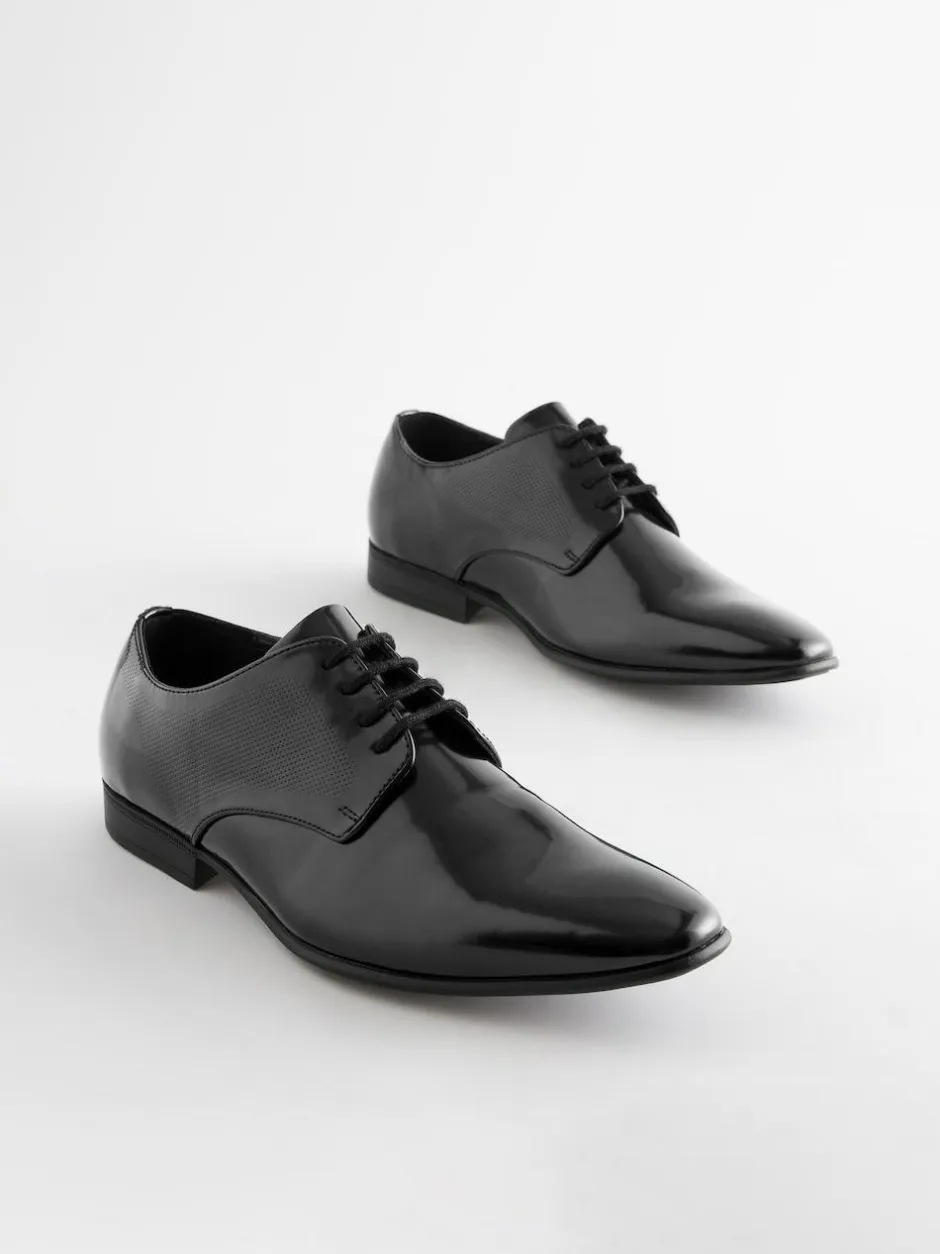 Next Black Hi-shine Derby Lace- Up Shoes New