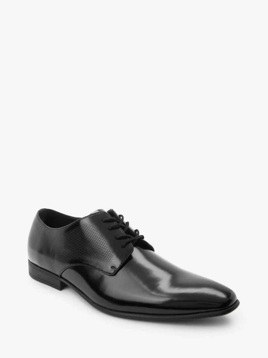 Next Black Hi-shine Derby Lace- Up Shoes New