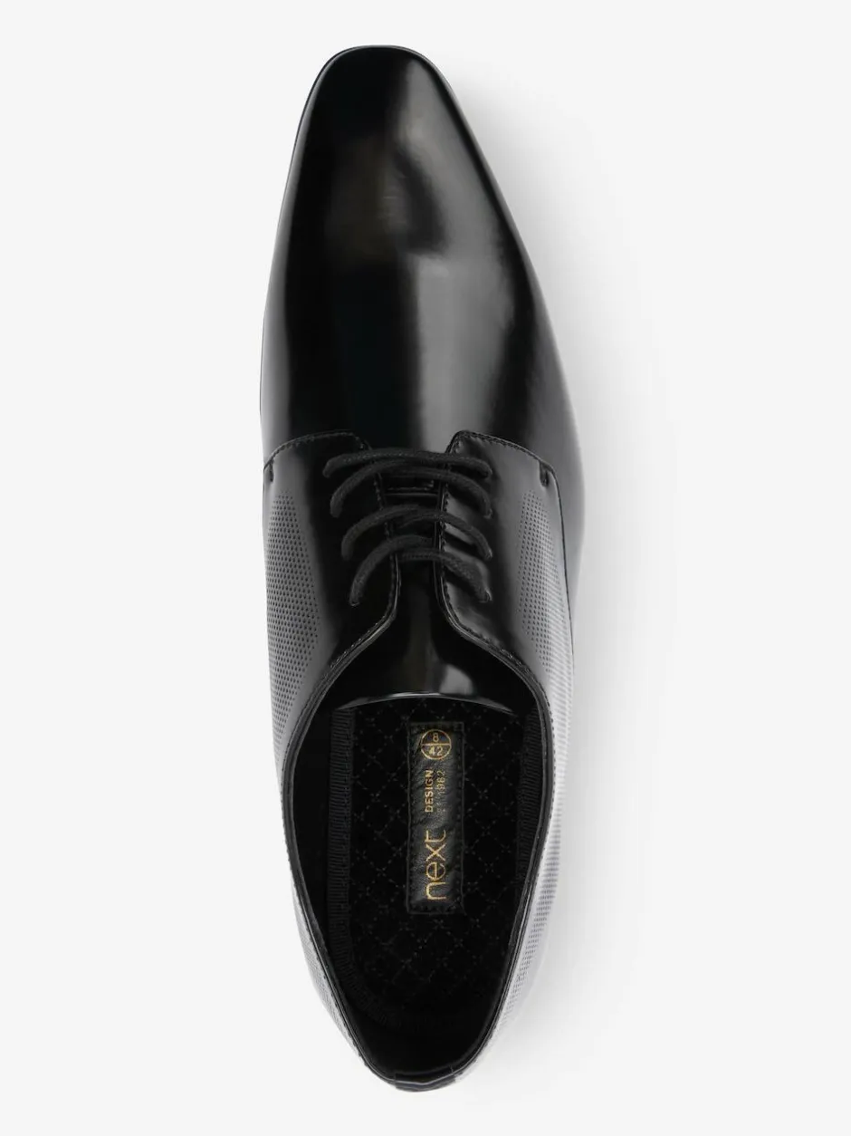 Next Black Hi-shine Derby Lace- Up Shoes New