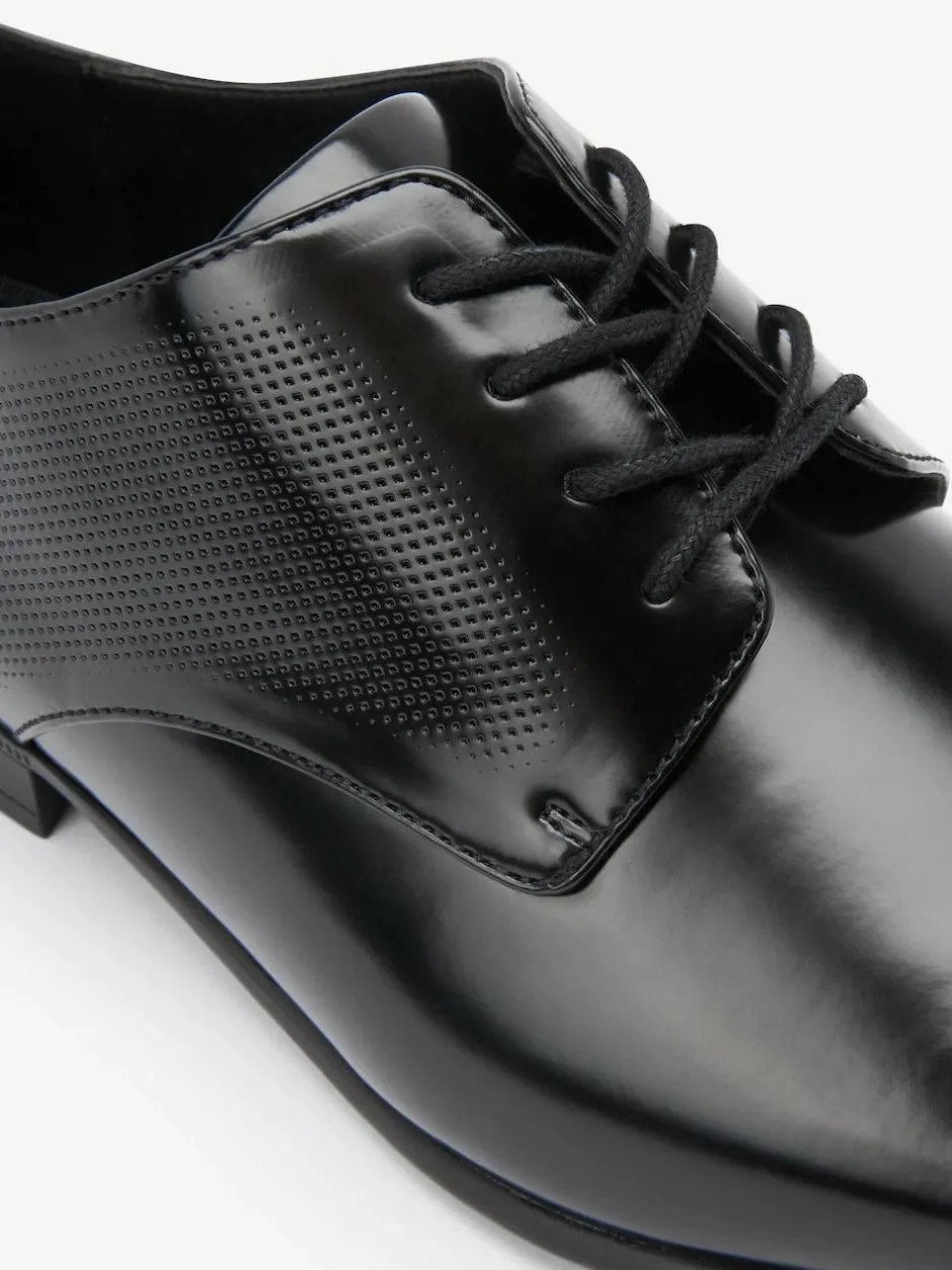 Next Black Hi-shine Derby Lace- Up Shoes New