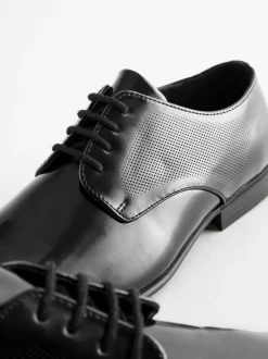 Next Black Hi-shine Derby Lace- Up Shoes New