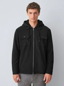 Next Hooded Borg Fleece Lined Shacket Black Outlet