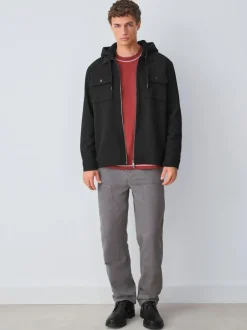 Next Hooded Borg Fleece Lined Shacket Black Outlet