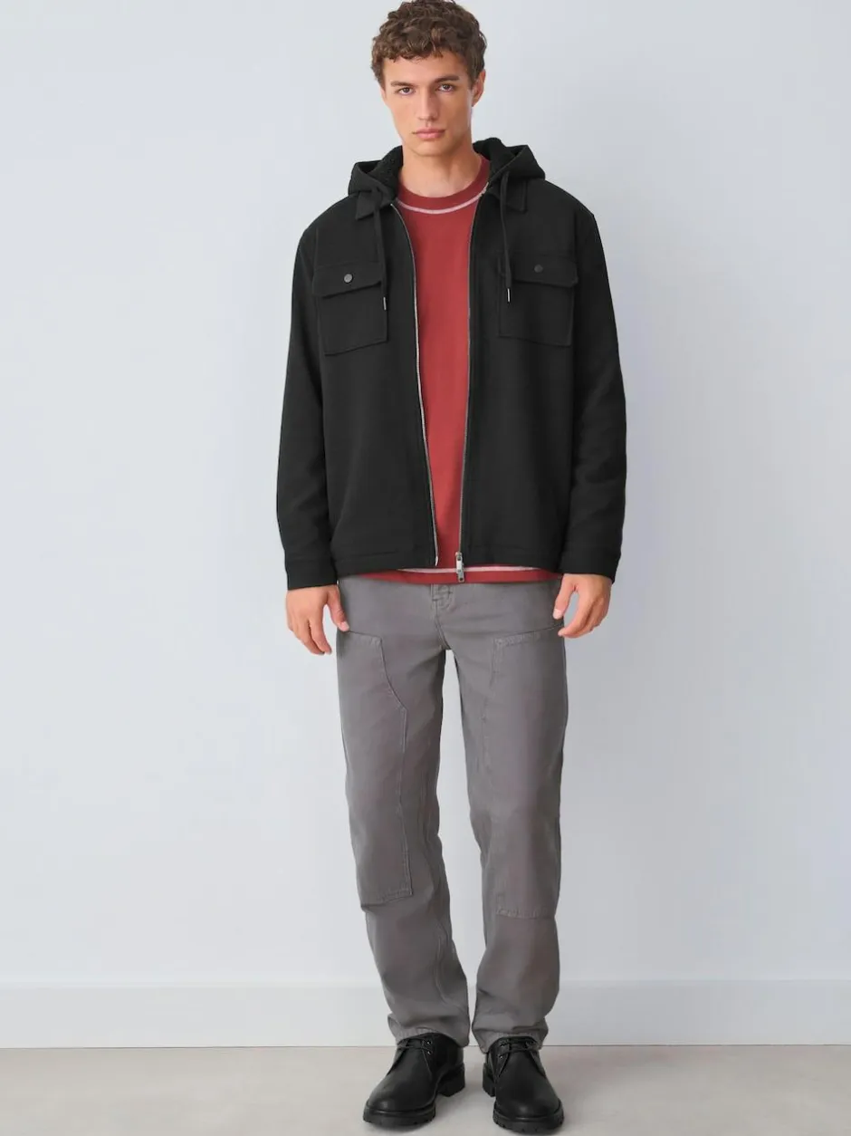 Next Hooded Borg Fleece Lined Shacket Black Outlet