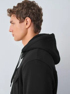 Next Hooded Borg Fleece Lined Shacket Black Outlet