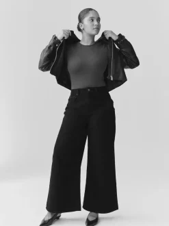 Next Black Hourglass High Rise Palazzo Wide Leg Jeans Hot