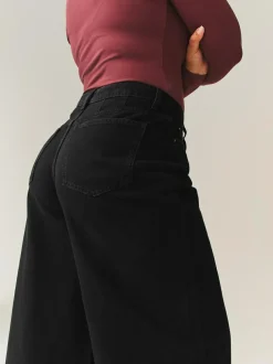 Next Black Hourglass High Rise Palazzo Wide Leg Jeans Hot
