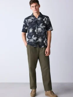 Next Black Japanese Style Print Short Sleeve Shirt Discount