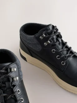 Next Knitted Collar Ankle Boots Black Sale