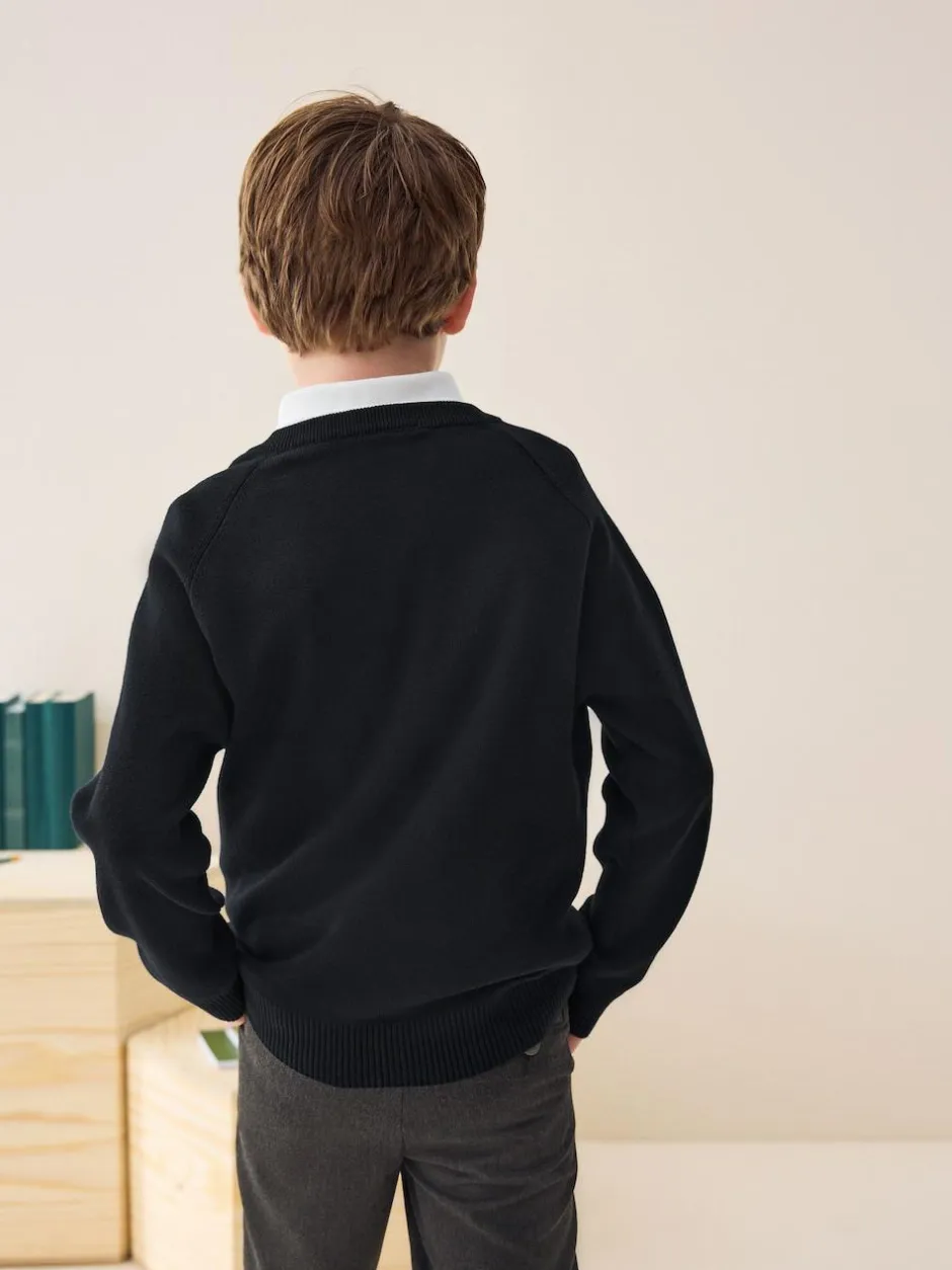Next Knitted Crew Neck School Jumper (3-16yrs) Black New