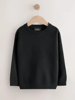 Next Knitted Crew Neck School Jumper (3-16yrs) Black New