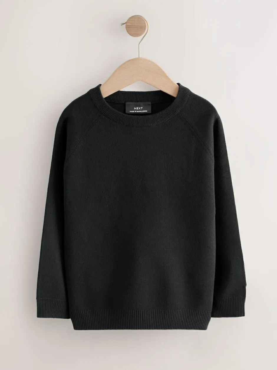 Next Knitted Crew Neck School Jumper (3-16yrs) Black New