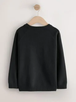 Next Knitted Crew Neck School Jumper (3-16yrs) Black New