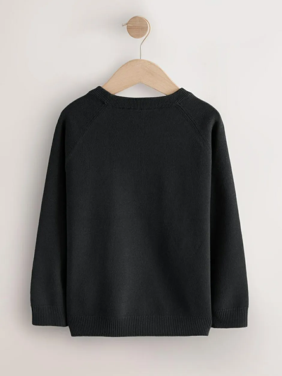 Next Knitted Crew Neck School Jumper (3-16yrs) Black New