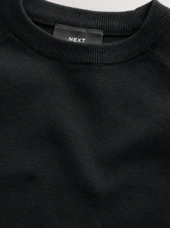 Next Knitted Crew Neck School Jumper (3-16yrs) Black New